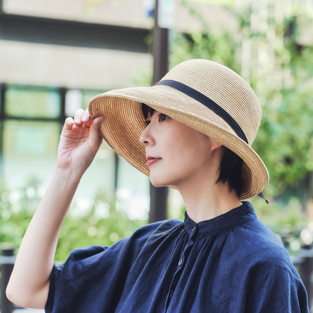 田中帽子店 Alena（アレナ）麻調ブレード・つば広キャペリンハット