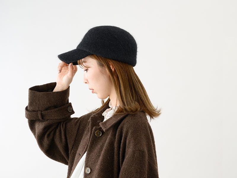 YOKOI BERET Blanka（ブランカ）アンゴラ混 ツバ短起毛キャップ 