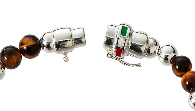 Argento Lab38 ナチュラルストーンとシルバーのブレスレット