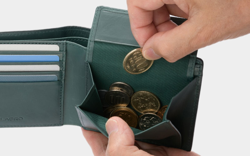 MILAGRO 姫路産ヌメゴート・ラウンドファスナー2つ折り財布