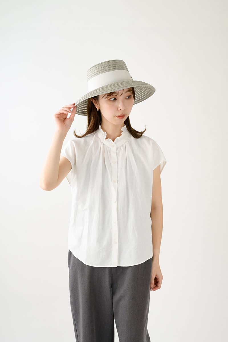 岡本帽子 マニラ麻・ポークパイ型カサブランカ