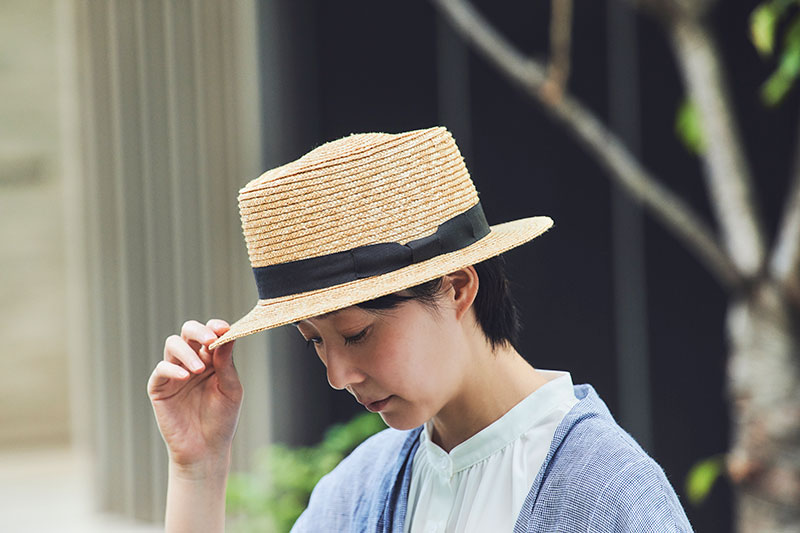 田中帽子店 Karima（カリマ）麦わら ポークパイ型 つば広ハット