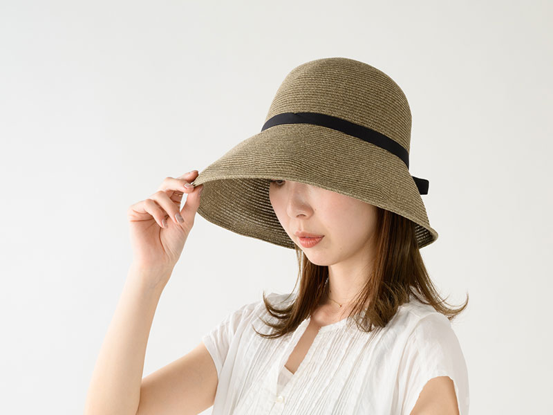 田中帽子店 Alena（アレナ）麻調ブレード・つば広キャペリンハット