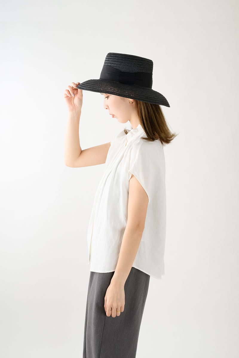 岡本帽子 マニラ麻・ポークパイ型カサブランカ