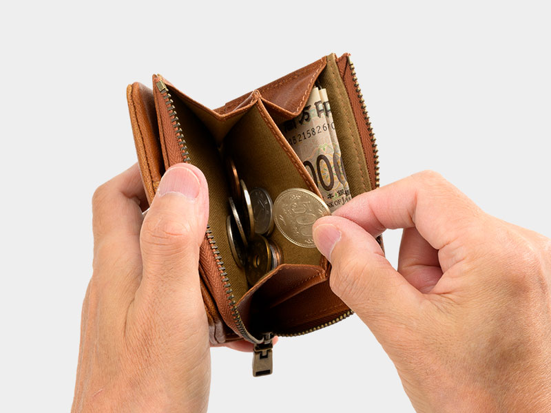 ANON・ゴートレザー・袋縫いL字ファスナー小銭入れ