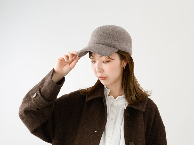 YOKOI BERET Blanka（ブランカ）アンゴラ混 ツバ短起毛キャップ 