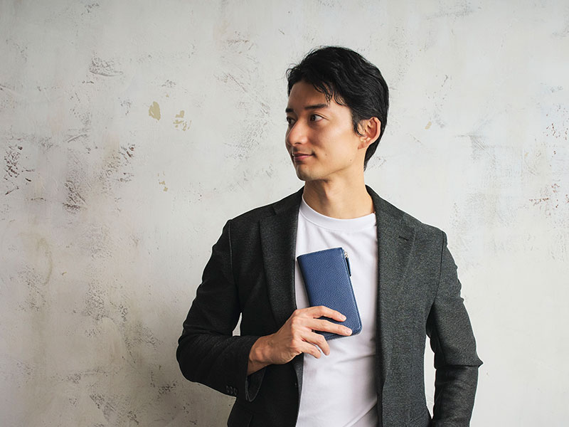 MILAGRO・イタリアンシュリンクレザー・Ｌ字ファスナースリムウォレット