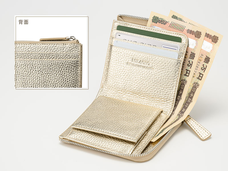 MILAGRO イタリアンメタリックレザー L字ファスナー2つ折り財布