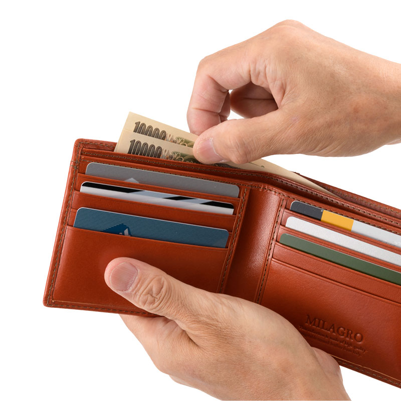 MILAGRO イタリアンレザー・2つ折り札入れ（小銭入れなし）