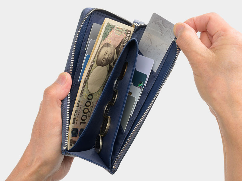 MILAGRO・イタリアンシュリンクレザー・Ｌ字ファスナースリムウォレット