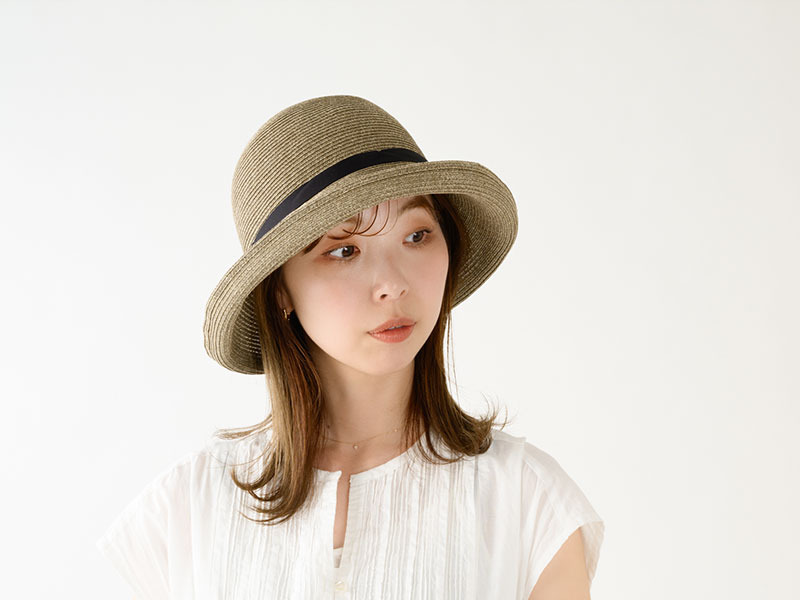 田中帽子店 Alena（アレナ）麻調ブレード・つば広キャペリンハット