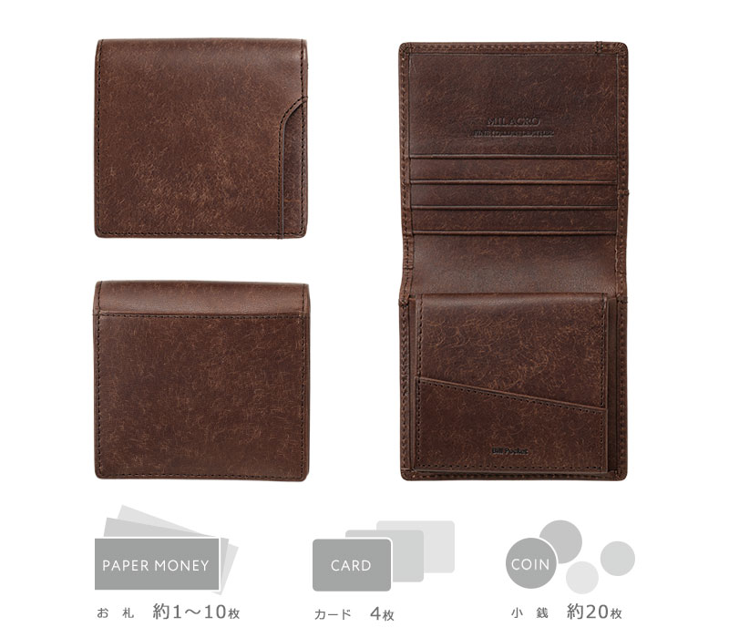MILAGRO・イタリアンエイジングレザー・薄型コンパクト財布