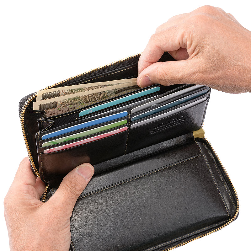 MILAGRO イタリアンレザー ラウンドファスナーギャルソンウォレット