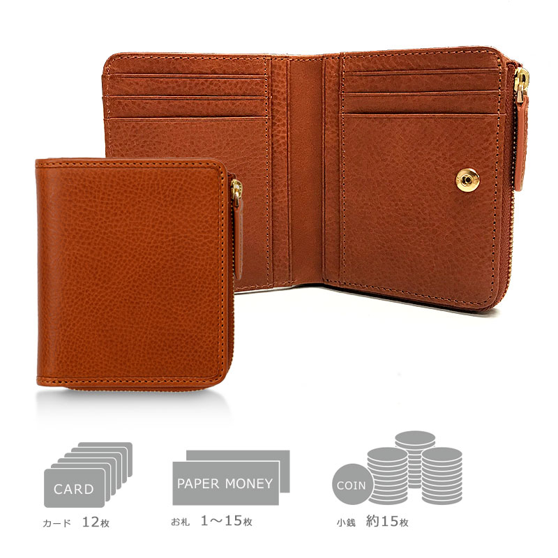 ANON バケッタレザー・L字ファスナー二つ折り財布