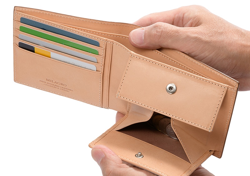 MILAGRO 英国C. F. Stead社製レザー・二つ折り財布 小銭入れ付き