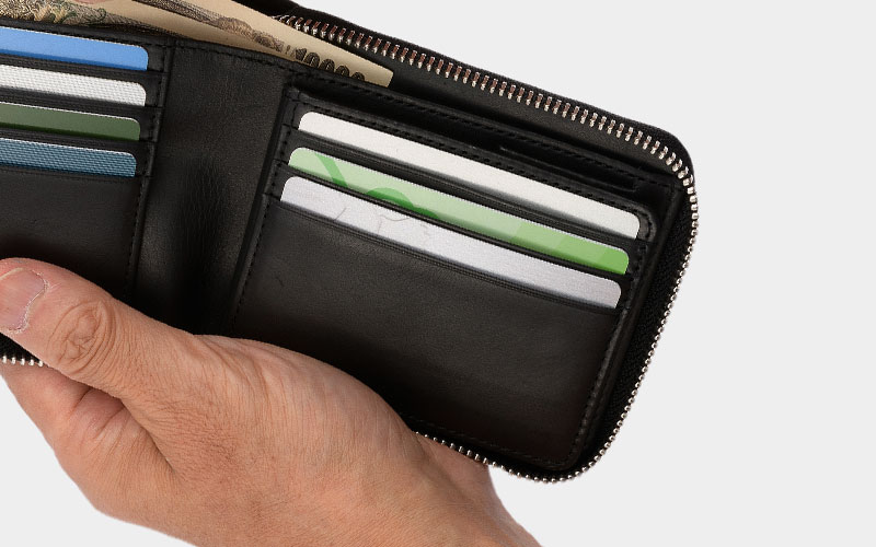 MILAGRO 姫路産ヌメゴート・ラウンドファスナー2つ折り財布