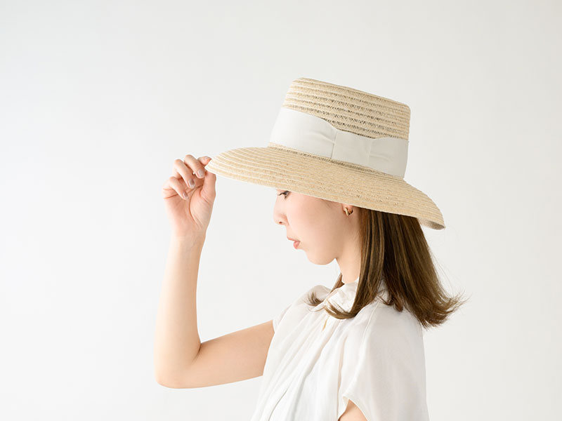 岡本帽子 マニラ麻・ポークパイ型カサブランカ