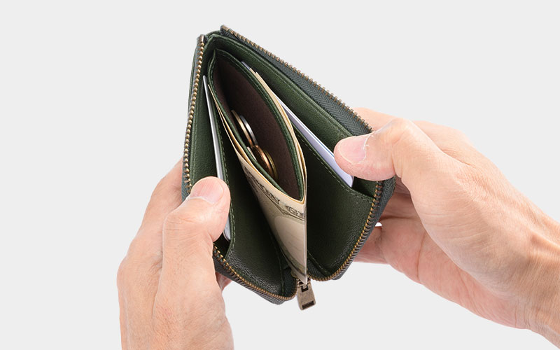 ANON・ゴートレザー・袋縫いL字ファスナーミニ財布