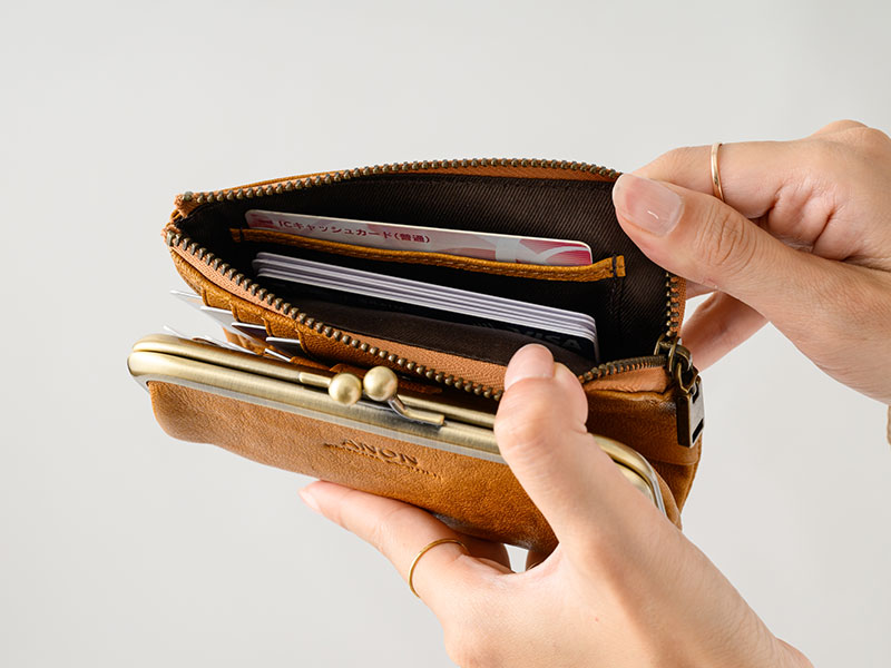 ANON ゴートレザー･がま口2つ折り財布