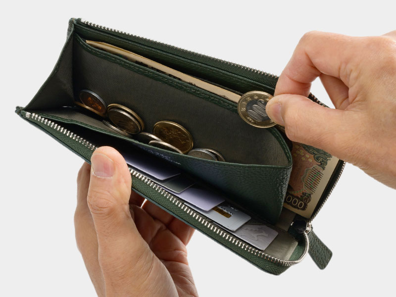 MILAGRO・イタリアンシュリンクレザー・Ｌ字ファスナースリムウォレット