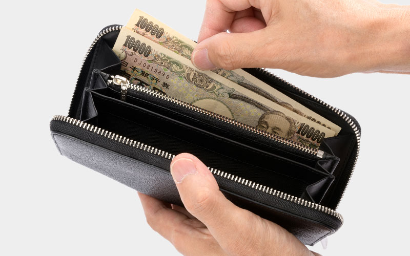 MILAGRO 姫路産ヌメゴート・ラウンドファスナー長財布