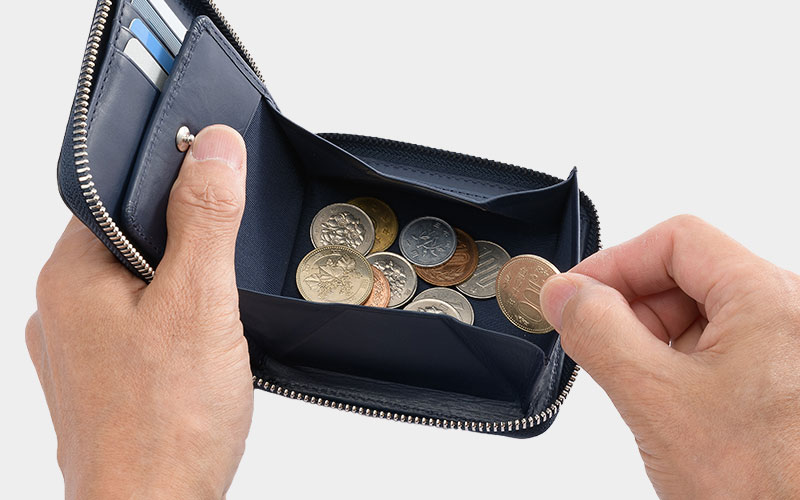 MILAGRO 姫路産ヌメゴート・ラウンドファスナー2つ折り財布