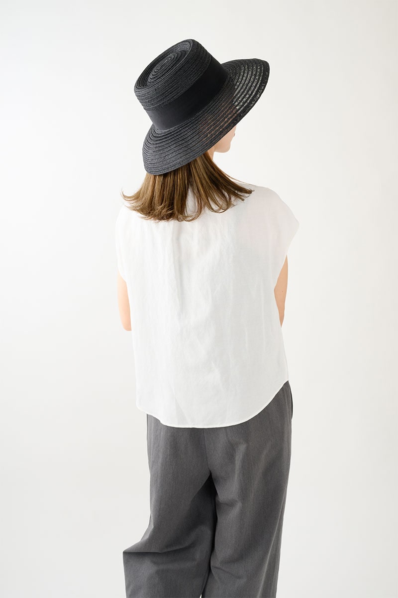 岡本帽子 マニラ麻・ポークパイ型カサブランカ