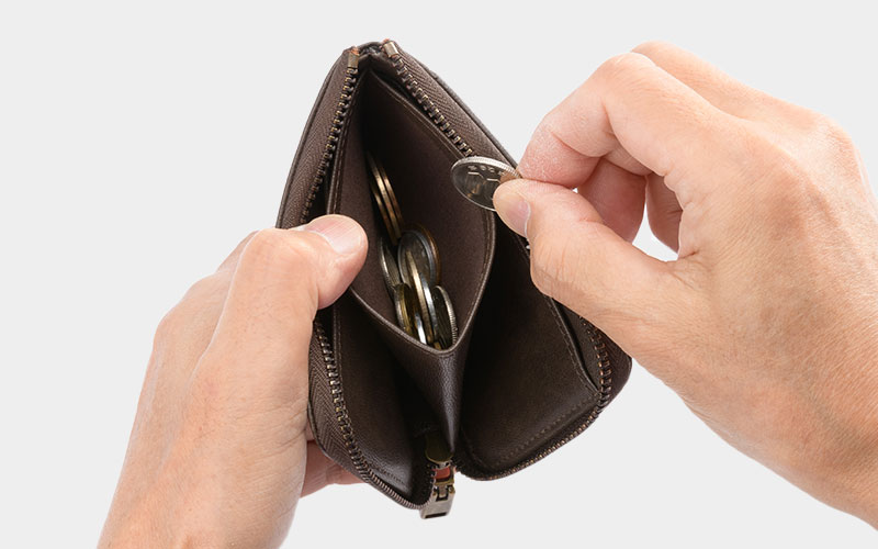 ANON・ゴートレザー・袋縫いL字ファスナーミニ財布