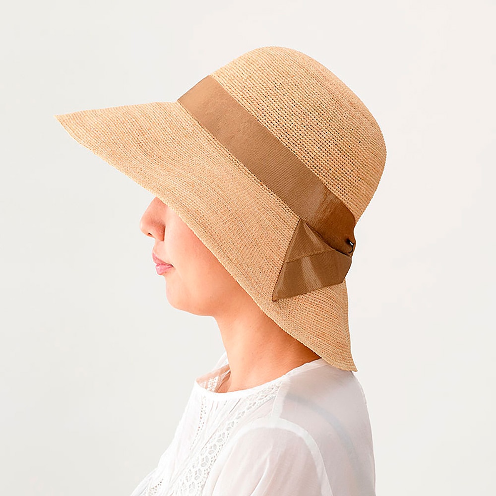 田中帽子店 Fiona（フィオナ）ライフィア つば広キャペリン帽子