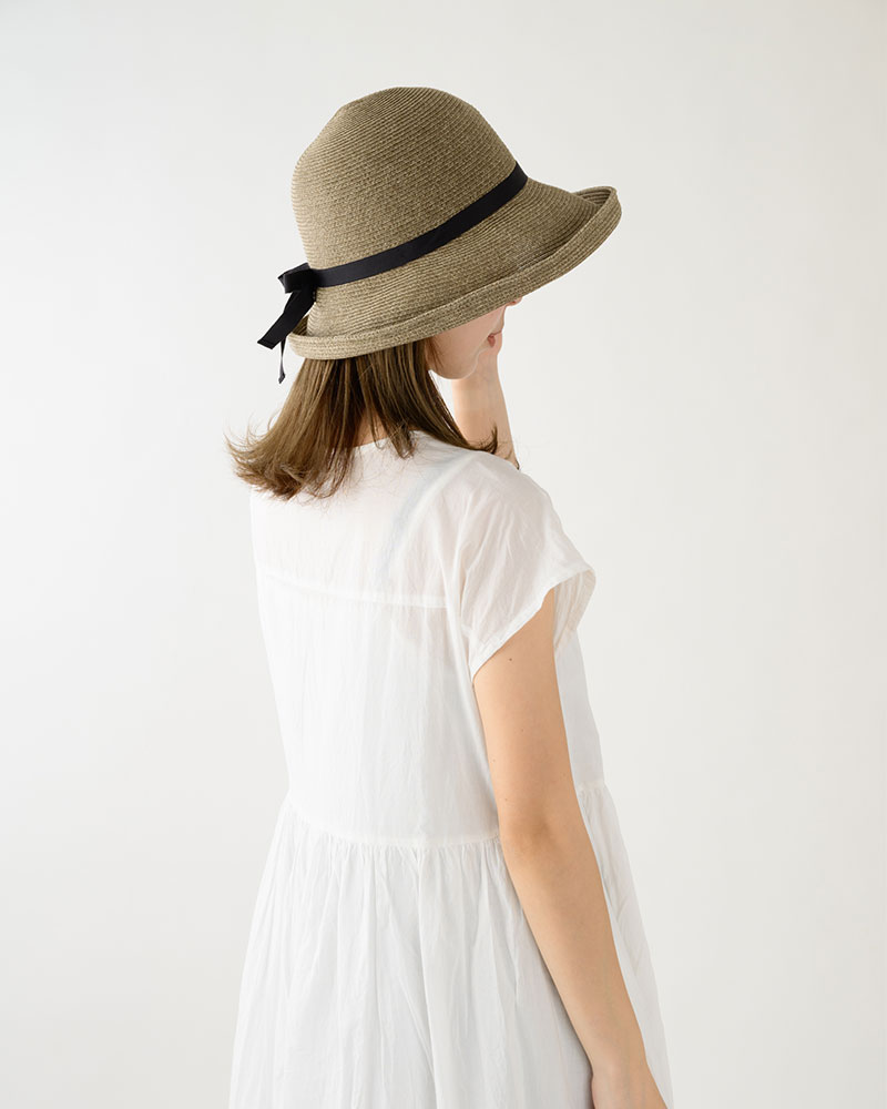 田中帽子店 Alena（アレナ）麻調ブレード・つば広キャペリンハット