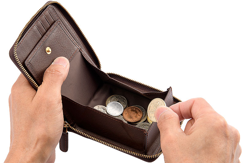 ANON バケッタレザー・ラウンドファスナー二つ折り財布