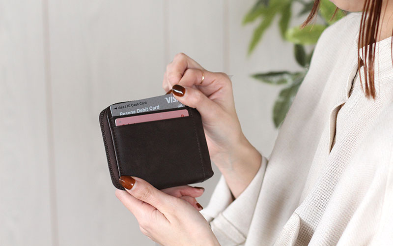 ANON・ゴートレザー・袋縫いL字ファスナーミニ財布