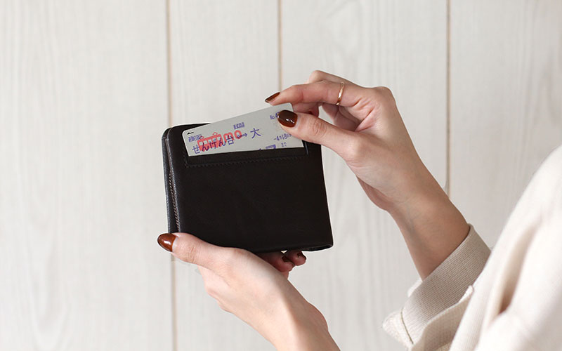 ANON ゴートレザー･袋縫い2つ折り財布 小銭入れ付き