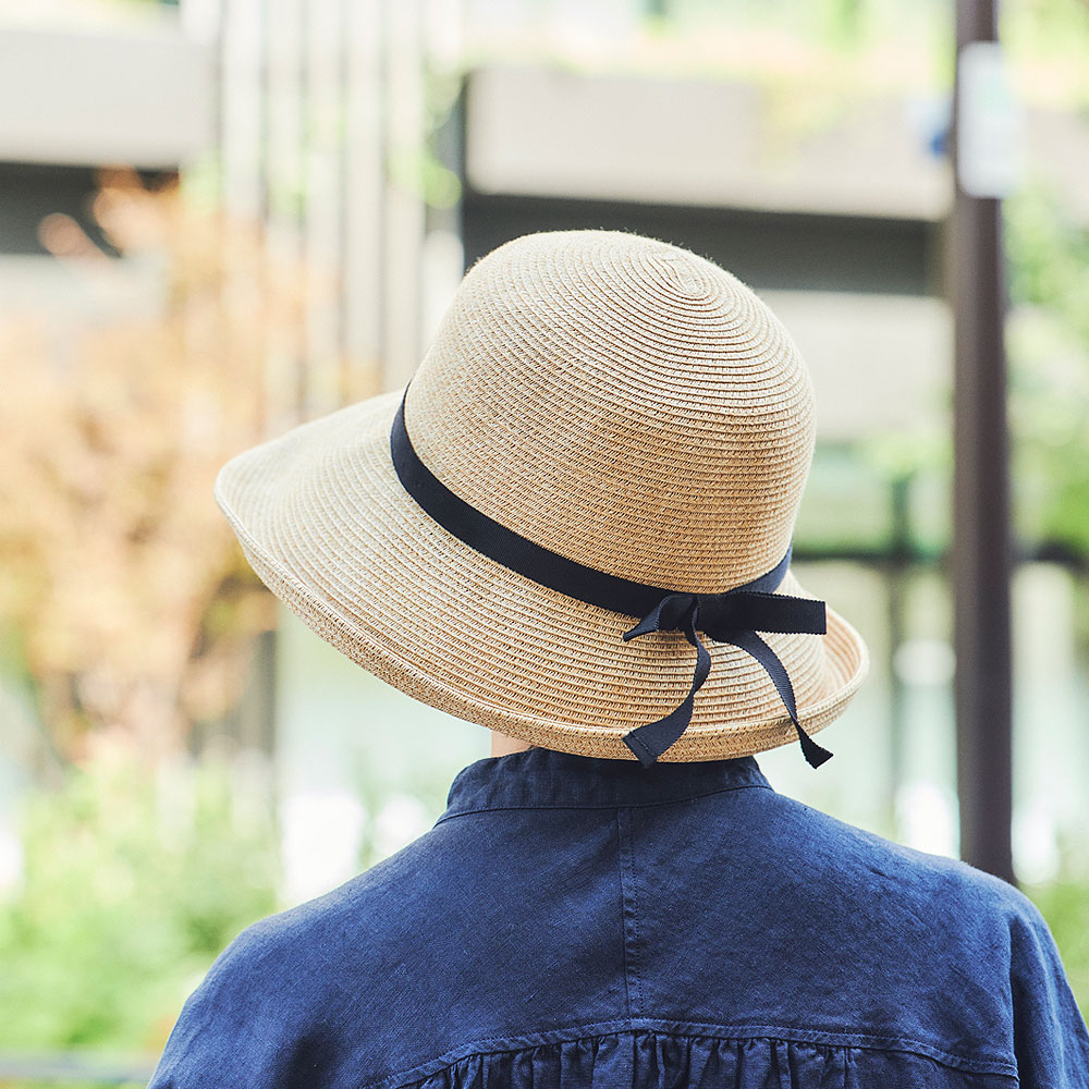 田中帽子店 Alena（アレナ）麻調ブレード・つば広キャペリンハット