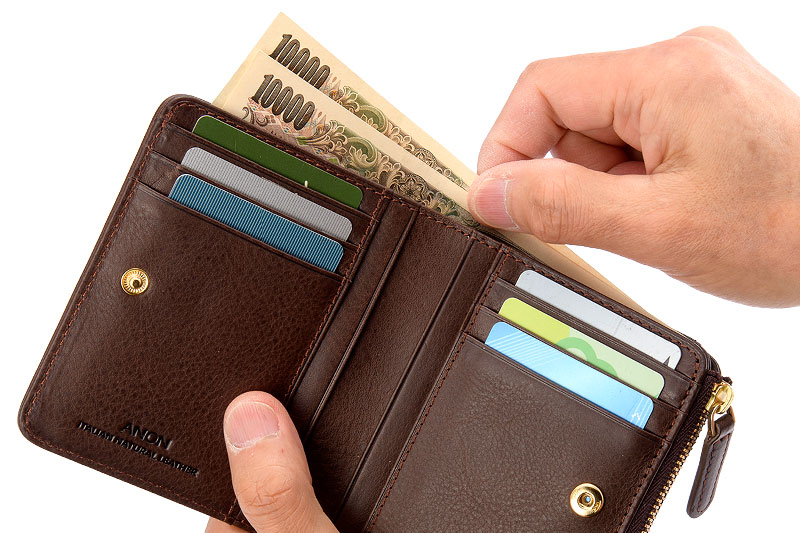 ANON バケッタレザー・L字ファスナー二つ折り財布