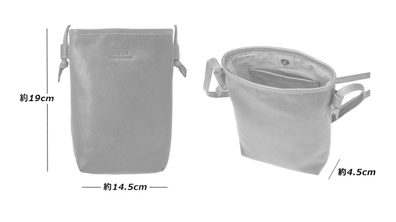 ANON ゴートレザー・ミニショルダーバッグ（縦型）