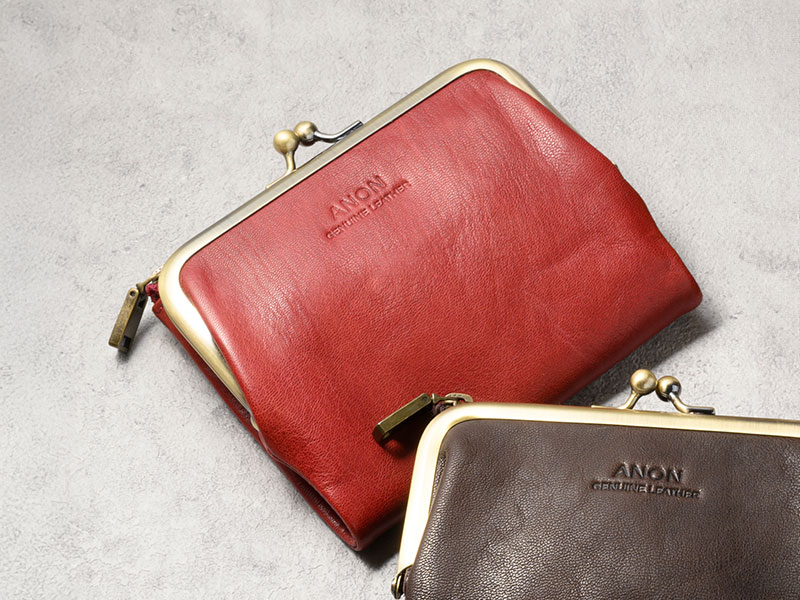 ANON ゴートレザー･がま口2つ折り財布
